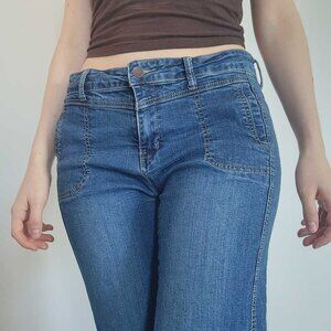 Vintage 90s casual blue denim carpenter pants ✦ straight-legged mid-washed jeans